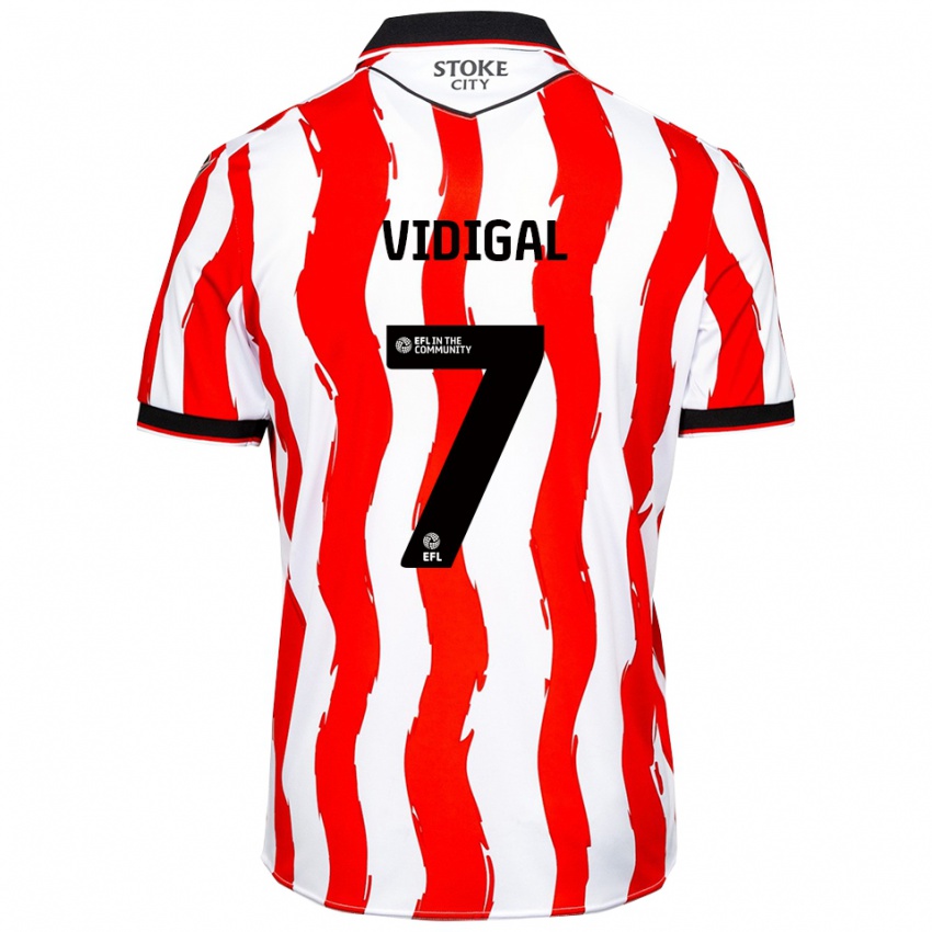 ילדים אנדרה וידיגל #7 לבן אדום ג'רזי ביתית 2025/26 חולצה קצרה