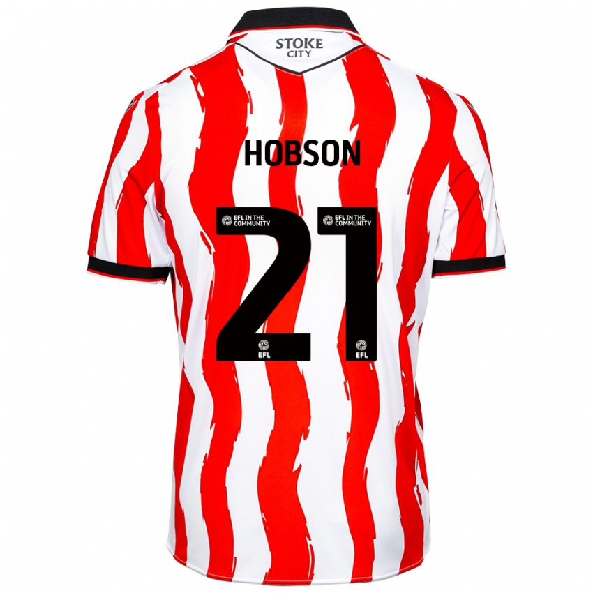 ילדים אליזבת הובסון #21 לבן אדום ג'רזי ביתית 2025/26 חולצה קצרה