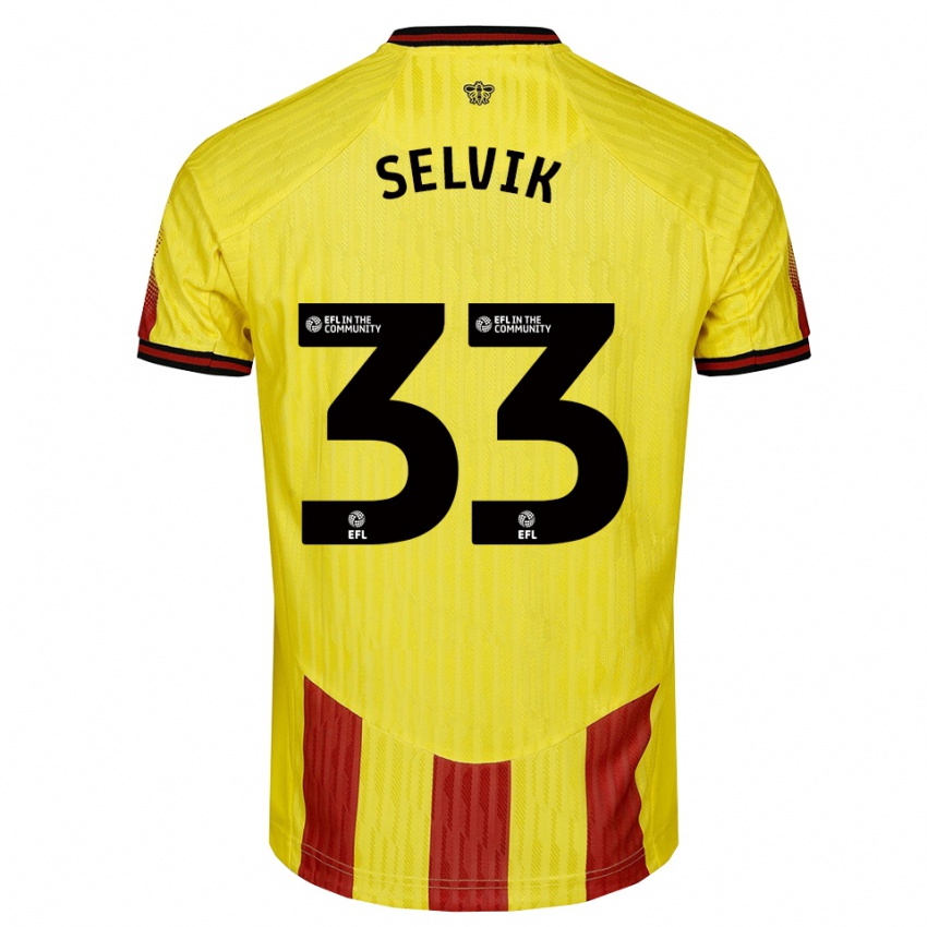 ילדים אגיל סלוויק #33 צהוב אדום ג'רזי ביתית 2025/26 חולצה קצרה