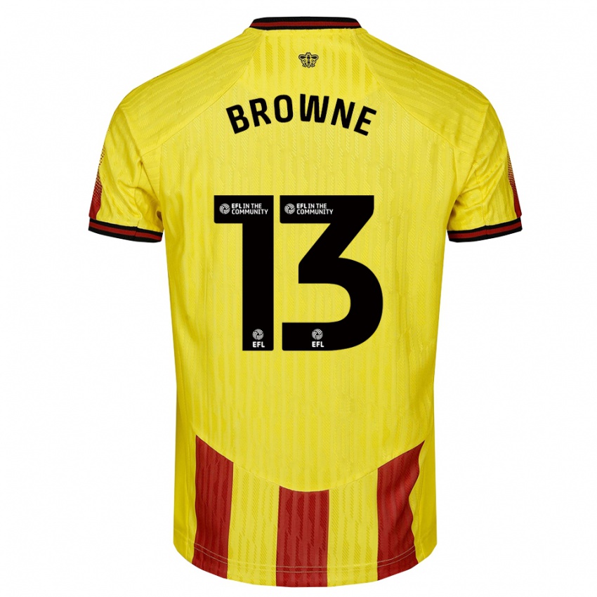 ילדים Roraigh Browne #13 צהוב אדום ג'רזי ביתית 2025/26 חולצה קצרה