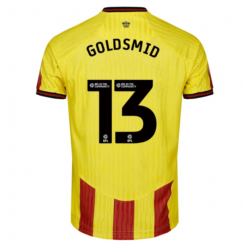 ילדים Jacqui Goldsmid #13 צהוב אדום ג'רזי ביתית 2025/26 חולצה קצרה