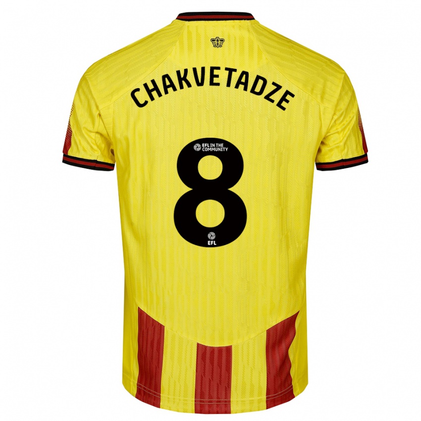ילדים גיורגי צ׳קבטדזה #8 צהוב אדום ג'רזי ביתית 2025/26 חולצה קצרה