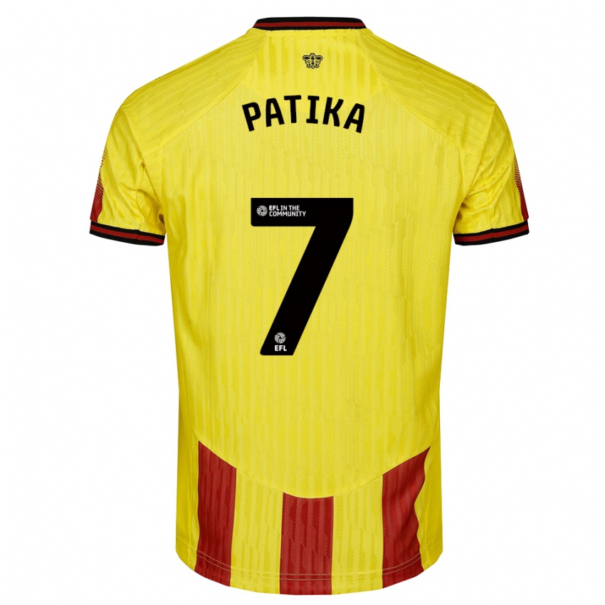 ילדים Glebs Patika #7 צהוב אדום ג'רזי ביתית 2025/26 חולצה קצרה