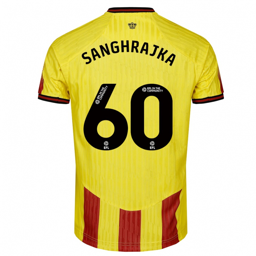 ילדים Amar Sanghrajka #60 צהוב אדום ג'רזי ביתית 2025/26 חולצה קצרה