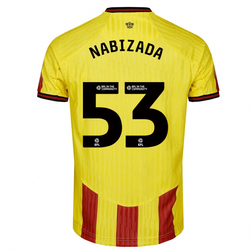 ילדים אמין נביזאדה #53 צהוב אדום ג'רזי ביתית 2025/26 חולצה קצרה