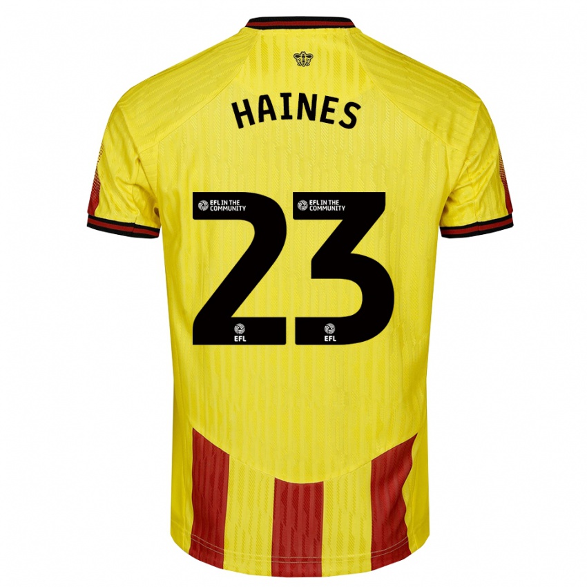 ילדים קורל-ג'ייד היינס #23 צהוב אדום ג'רזי ביתית 2025/26 חולצה קצרה