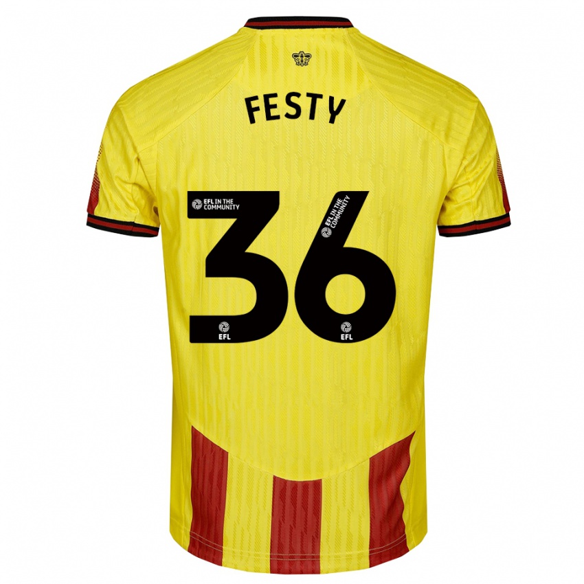 ילדים פסטי אבוסלה #36 צהוב אדום ג'רזי ביתית 2025/26 חולצה קצרה