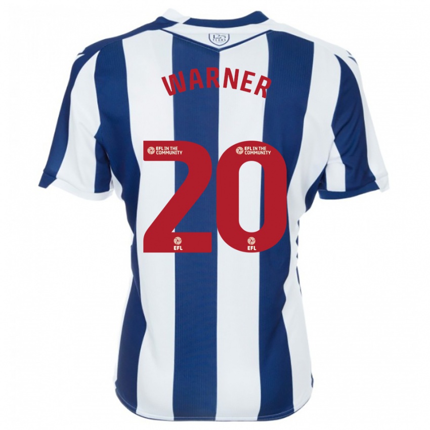 ילדים פיבי וורנר #20 כחול נייבי לבן ג'רזי ביתית 2025/26 חולצה קצרה