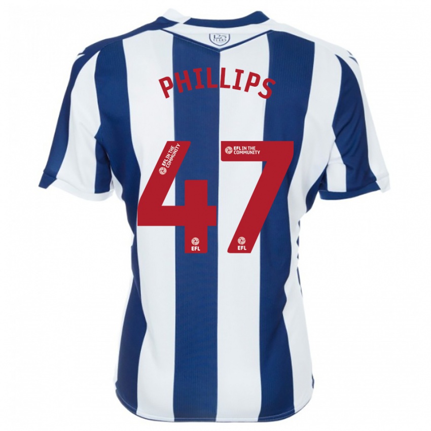 ילדים נתניאל פיליפס #47 כחול נייבי לבן ג'רזי ביתית 2025/26 חולצה קצרה