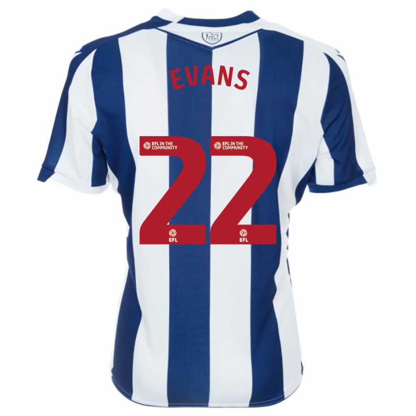 ילדים Kate Evans #22 כחול נייבי לבן ג'רזי ביתית 2025/26 חולצה קצרה