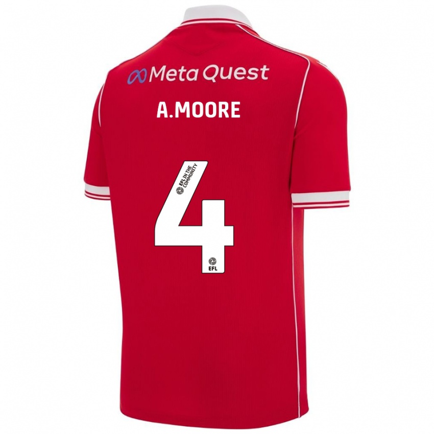 ילדים Alex Moore #4 אדום לבן ג'רזי ביתית 2025/26 חולצה קצרה