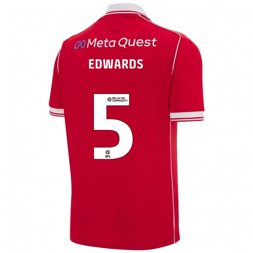 ילדים Dafydd Edwards #5 אדום לבן ג'רזי ביתית 2025/26 חולצה קצרה