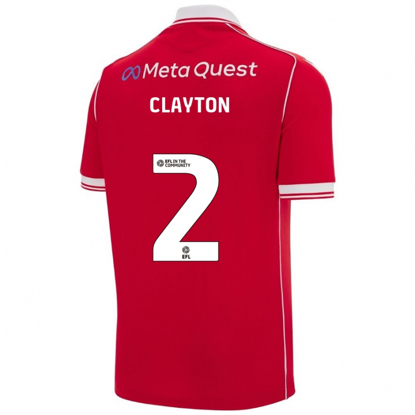 ילדים Tommy Clayton #2 אדום לבן ג'רזי ביתית 2025/26 חולצה קצרה