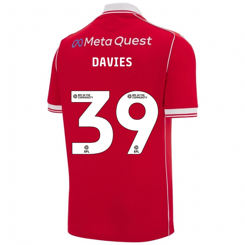 ילדים דניאל דייויס #39 אדום לבן ג'רזי ביתית 2025/26 חולצה קצרה