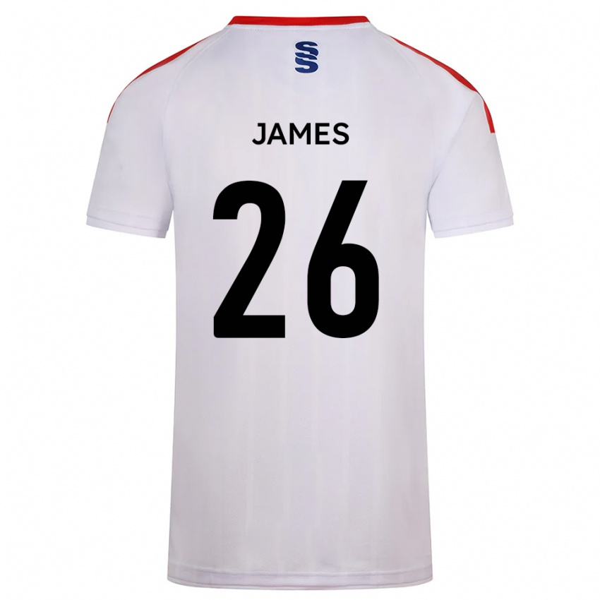 ילדים Nicola James #26 לבן כחול נייבי ג'רזי ביתית 2025/26 חולצה קצרה