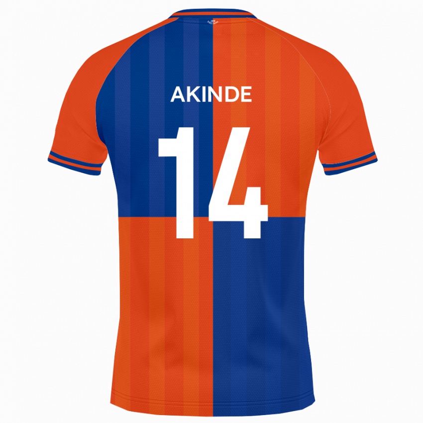 ילדים ג'ון אקינדה #14 כתום כחול מלכותי ג'רזי ביתית 2025/26 חולצה קצרה