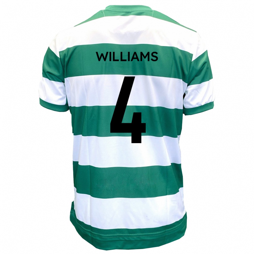 ילדים מורגן וויליאמס #4 ירוק לבן ג'רזי ביתית 2025/26 חולצה קצרה