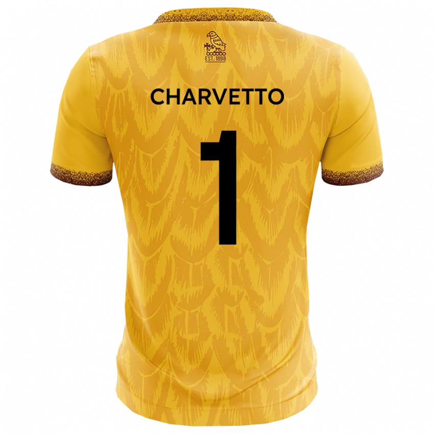 ילדים Michael Charvetto #1 צהוב חום ג'רזי ביתית 2025/26 חולצה קצרה