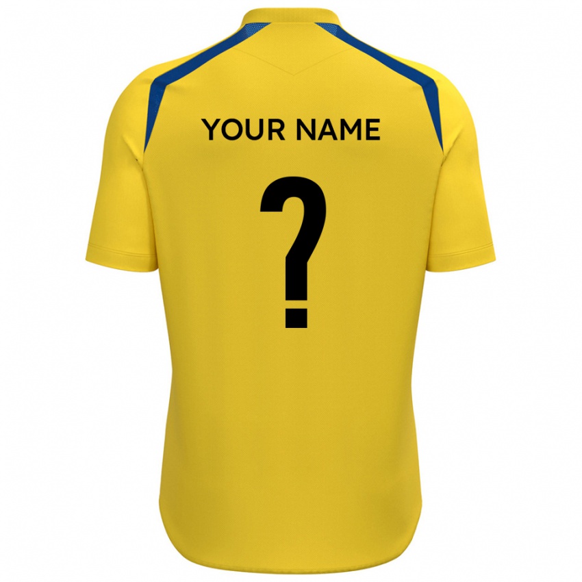 ילדים השם שלך #0 צהוב כחול ג'רזי ביתית 2025/26 חולצה קצרה