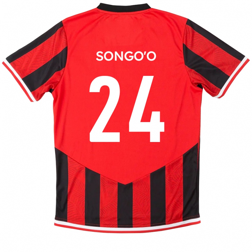 ילדים Yann Songo'o #24 אדום שחור ג'רזי ביתית 2025/26 חולצה קצרה