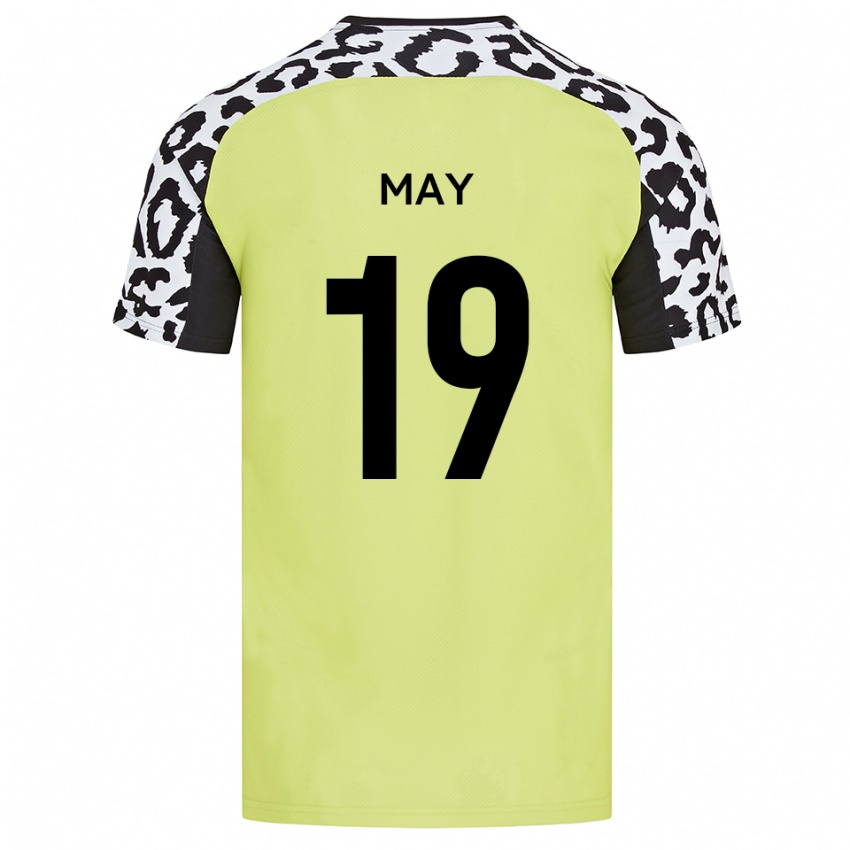 ילדים Adam May #19 צהוב פלואורסצנטי ג'רזי ביתית 2025/26 חולצה קצרה