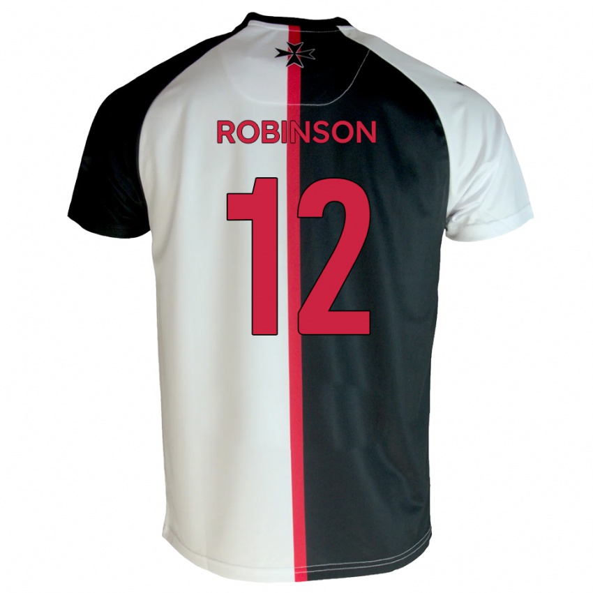 ילדים Matt Robinson #12 לבן שחור ג'רזי ביתית 2025/26 חולצה קצרה