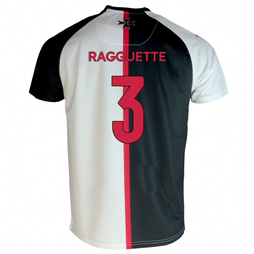 ילדים Jordan Ragguette #3 לבן שחור ג'רזי ביתית 2025/26 חולצה קצרה