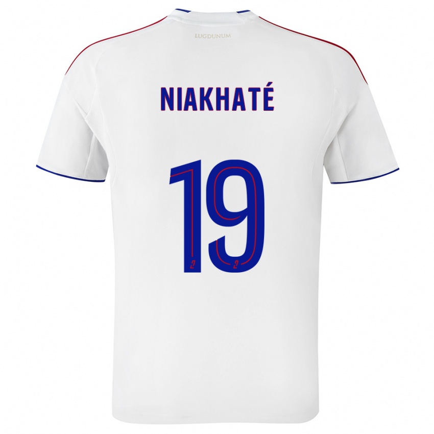 ילדים מוסא ניאקאטה #19 לבן אדום ג'רזי ביתית 2025/26 חולצה קצרה