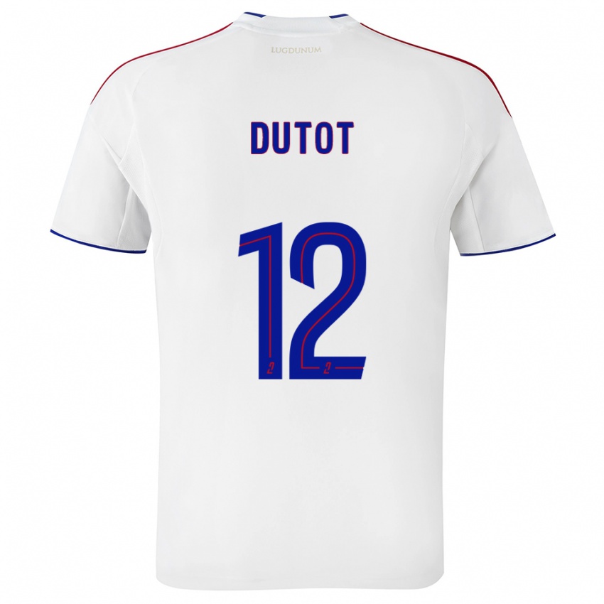 ילדים Timothée Dutot #12 לבן אדום ג'רזי ביתית 2025/26 חולצה קצרה