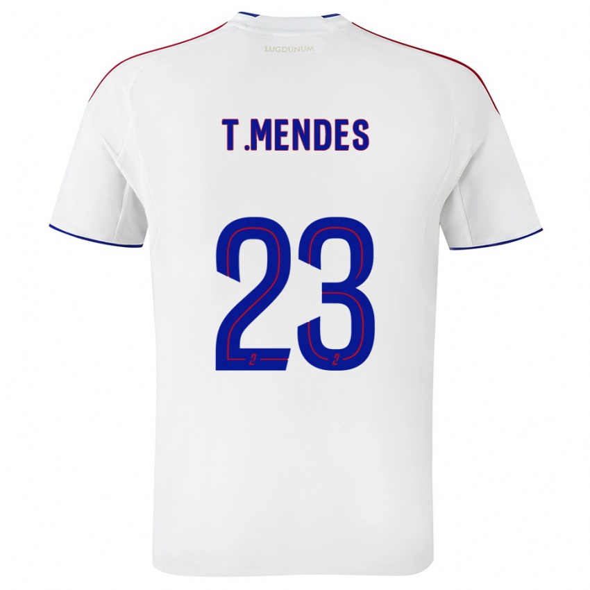 ילדים טיאגו מנדש #23 לבן אדום ג'רזי ביתית 2025/26 חולצה קצרה