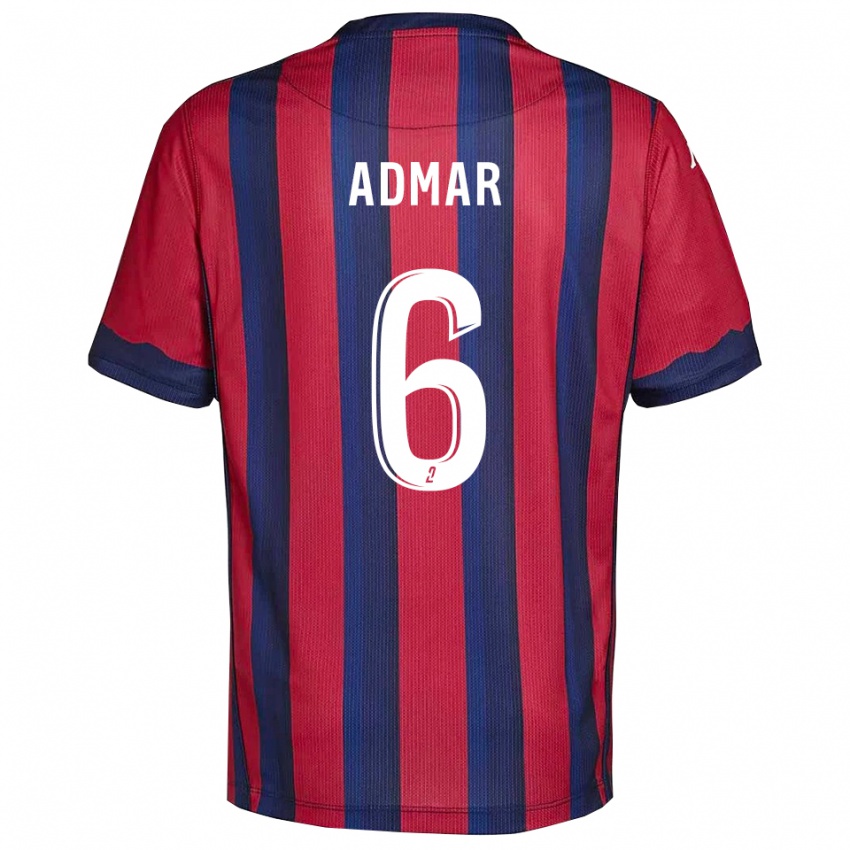 ילדים Marouane Admar #6 בורדו כחול נייבי ג'רזי ביתית 2025/26 חולצה קצרה