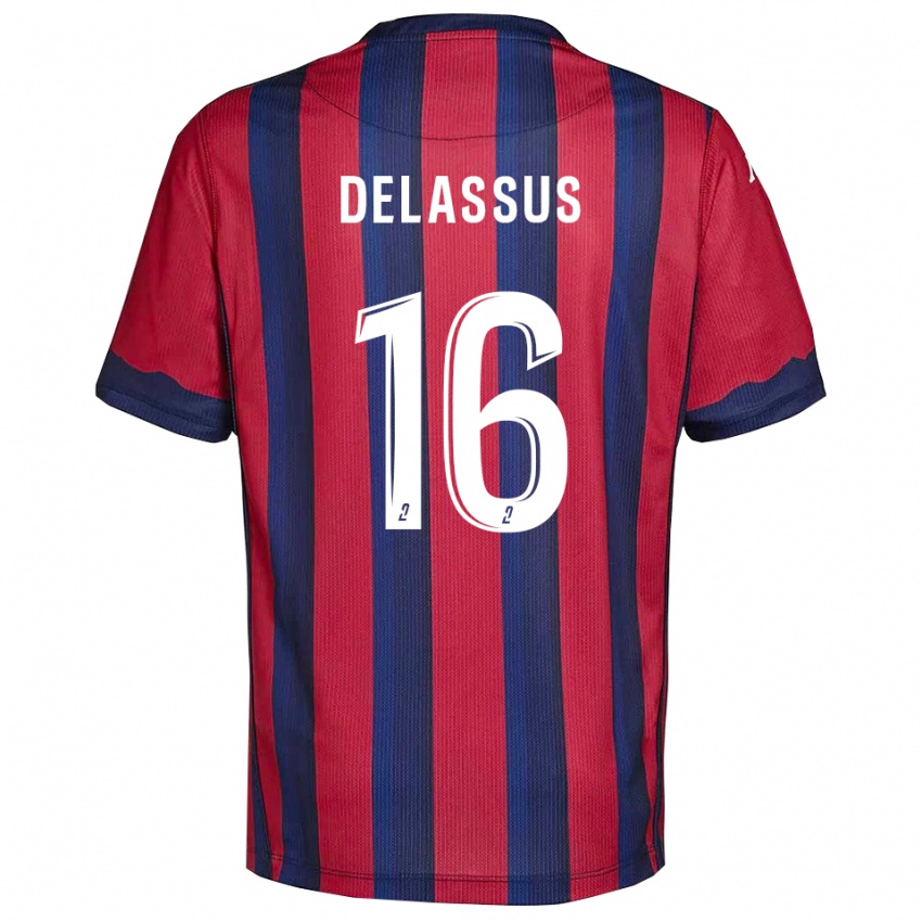 ילדים Gabin Delassus #16 בורדו כחול נייבי ג'רזי ביתית 2025/26 חולצה קצרה