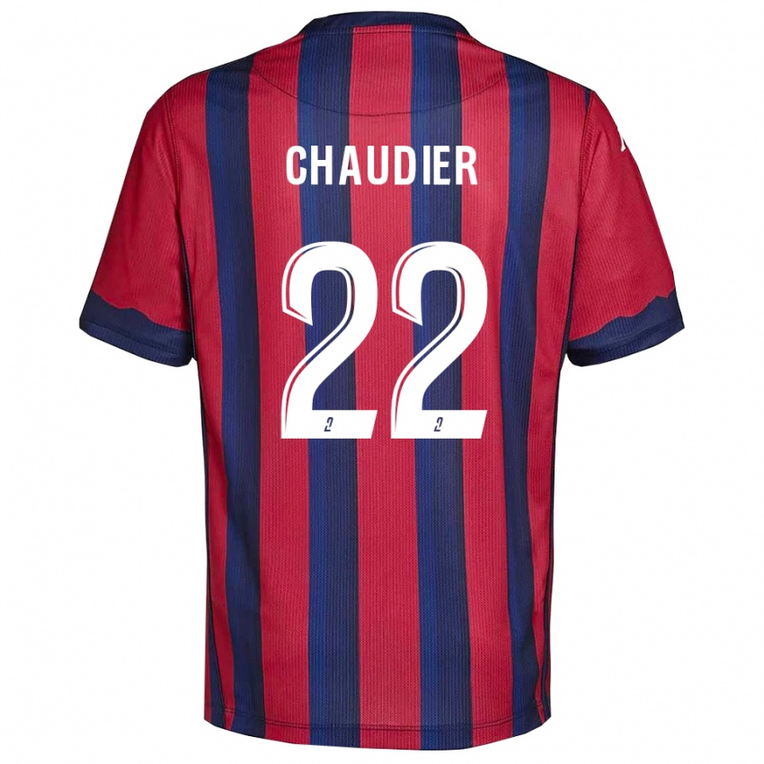 ילדים Ophélie Chaudier #22 בורדו כחול נייבי ג'רזי ביתית 2025/26 חולצה קצרה