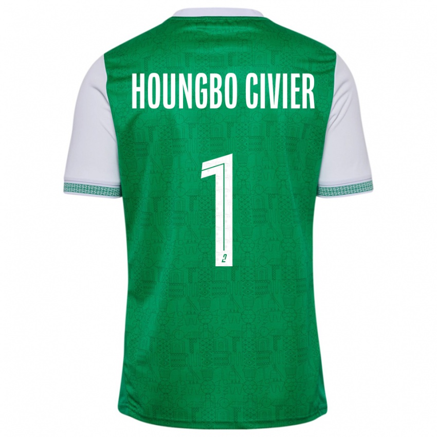 ילדים Matéo Houngbo Civier #1 ירוק לבן ג'רזי ביתית 2025/26 חולצה קצרה