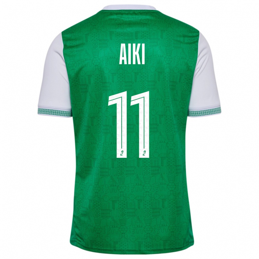 ילדים Ayman Aiki #11 ירוק לבן ג'רזי ביתית 2025/26 חולצה קצרה
