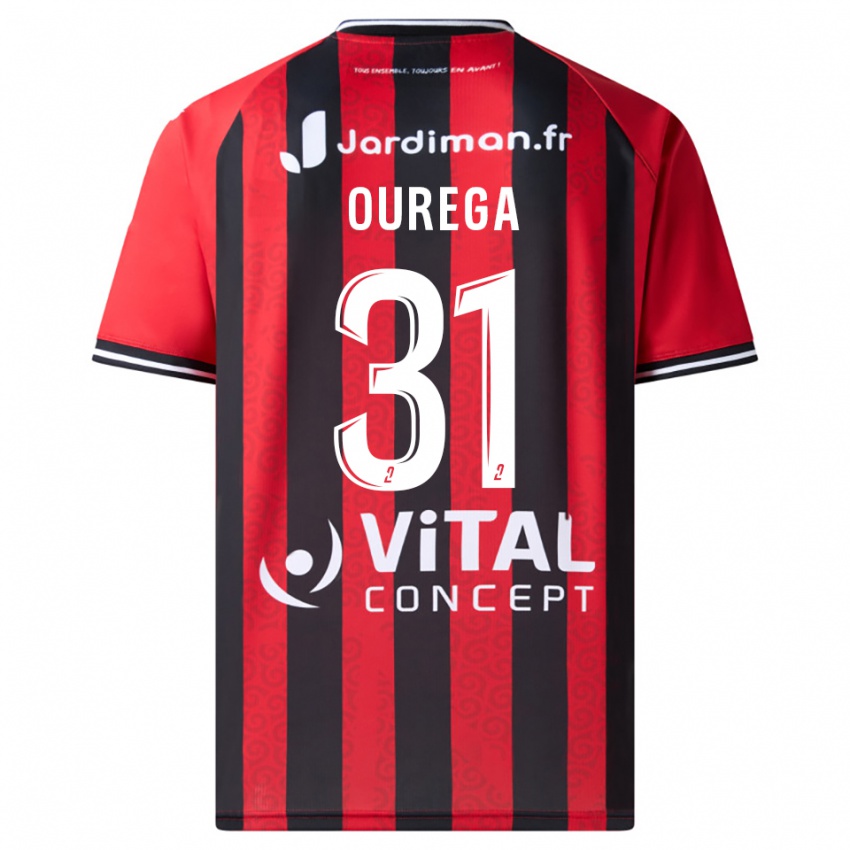 ילדים Dylan Ourega #31 אדום שחור ג'רזי ביתית 2025/26 חולצה קצרה