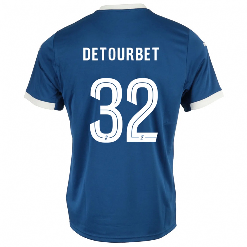 ילדים Mathys Detourbet #32 כחול לבן ג'רזי ביתית 2025/26 חולצה קצרה