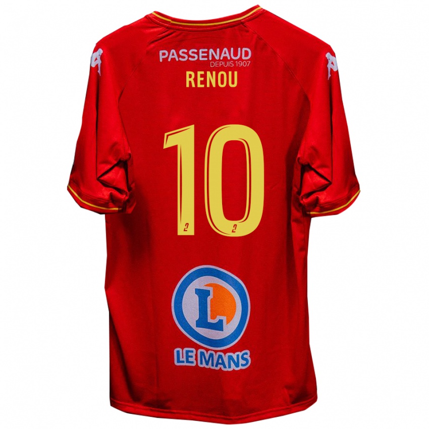 ילדים Baptiste Renou #10 אדום צהוב ג'רזי ביתית 2025/26 חולצה קצרה