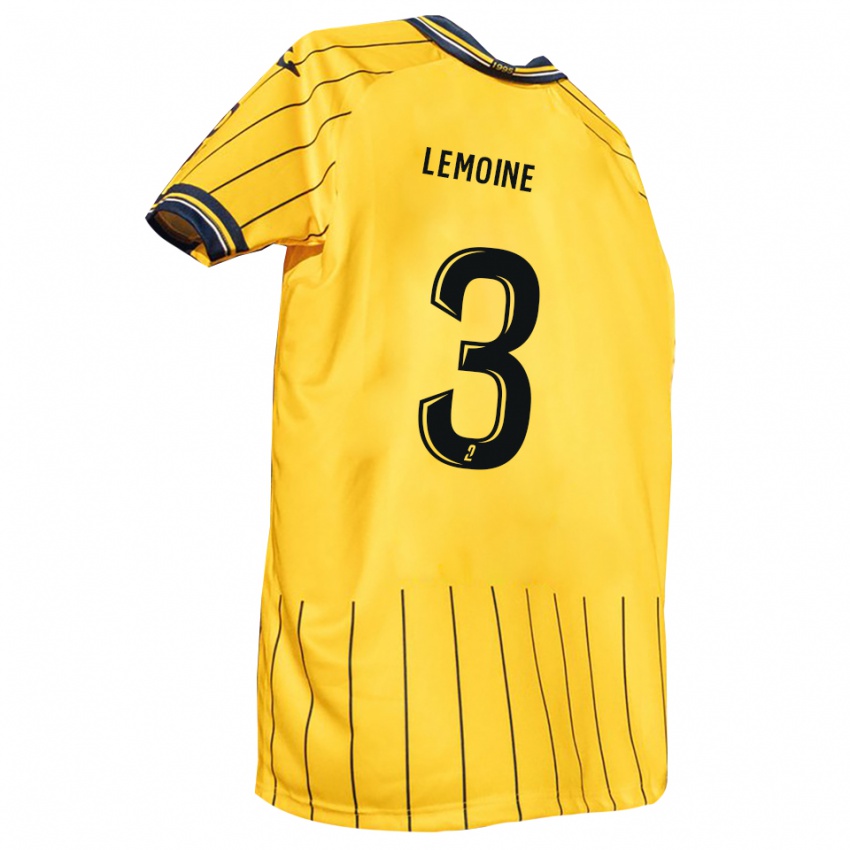 ילדים Léo Lemoine #3 צהוב כחול נייבי ג'רזי ביתית 2025/26 חולצה קצרה