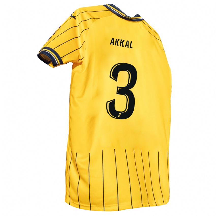 ילדים Amine Akkal #3 צהוב כחול נייבי ג'רזי ביתית 2025/26 חולצה קצרה