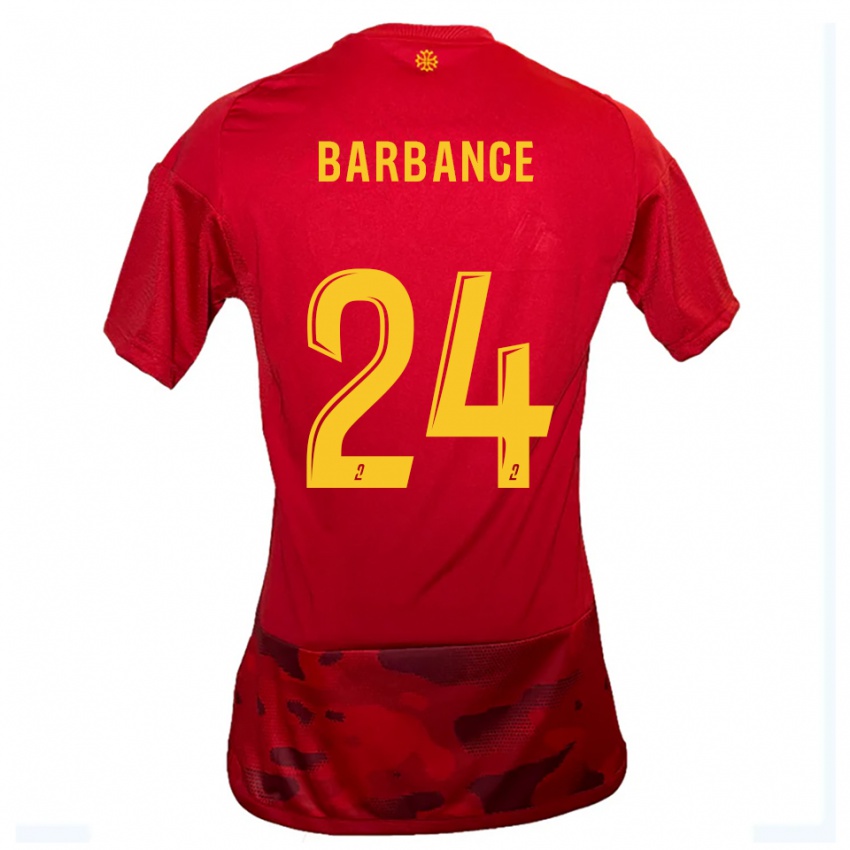 ילדים Solène Barbance #24 אדום צהוב ג'רזי ביתית 2025/26 חולצה קצרה
