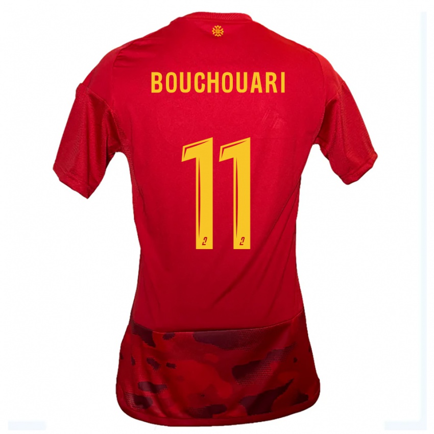 ילדים Mohamed Bouchouari #11 אדום צהוב ג'רזי ביתית 2025/26 חולצה קצרה