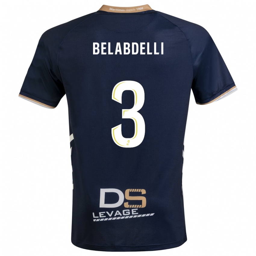 ילדים Firas Belabdelli #3 כחול נייבי זהב ג'רזי ביתית 2025/26 חולצה קצרה