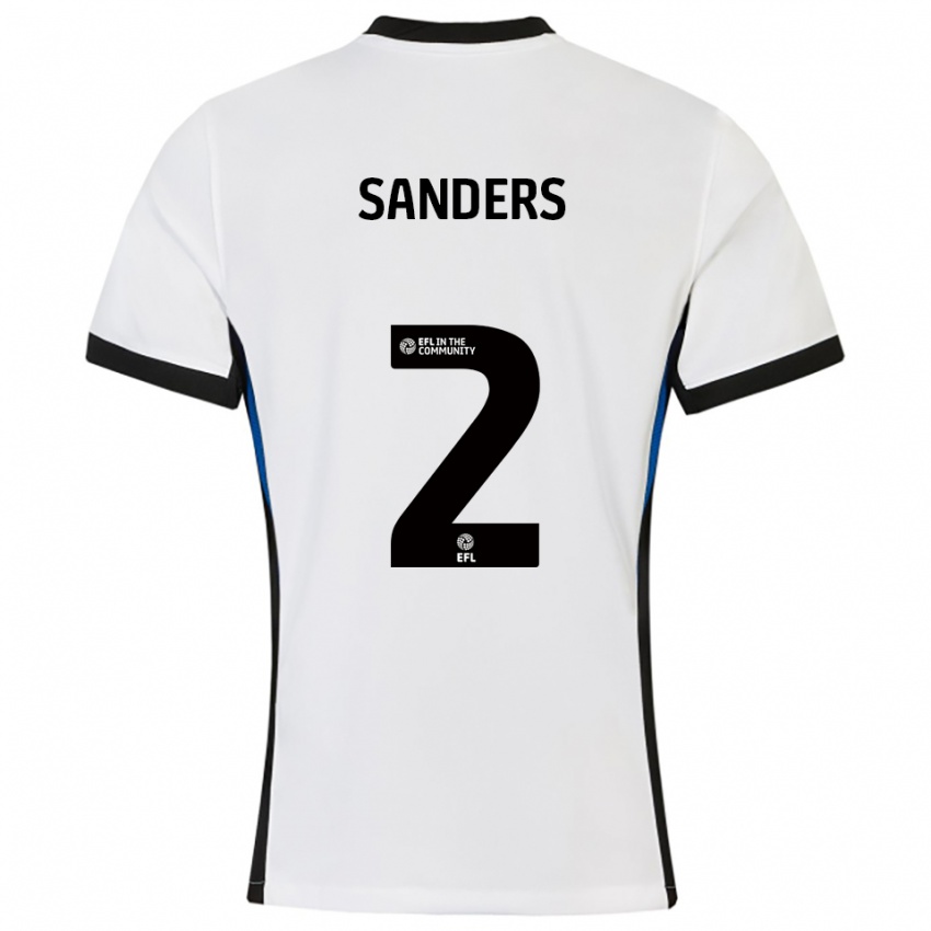 ילדים Caleb Sanders #2 לבן כחול הרחק ג'רזי 2025/26 חולצה קצרה