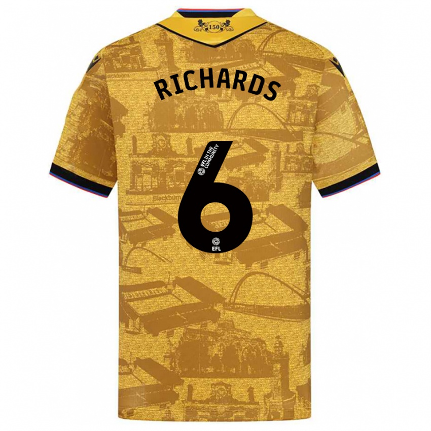 ילדים Jade Richards #6 זהב שחור הרחק ג'רזי 2025/26 חולצה קצרה