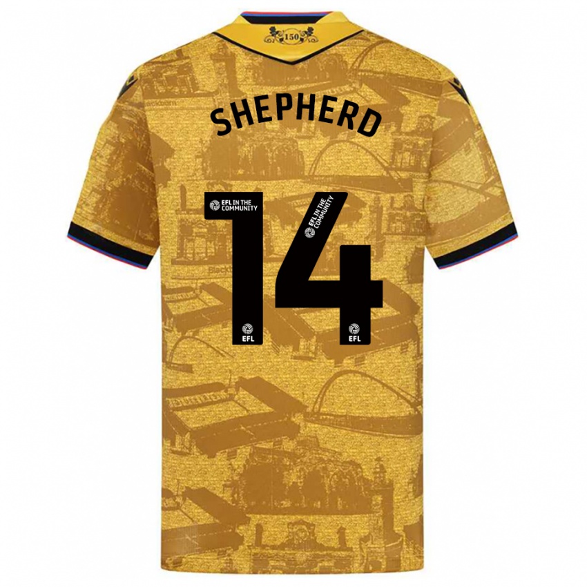 ילדים Lucy Shepherd #14 זהב שחור הרחק ג'רזי 2025/26 חולצה קצרה