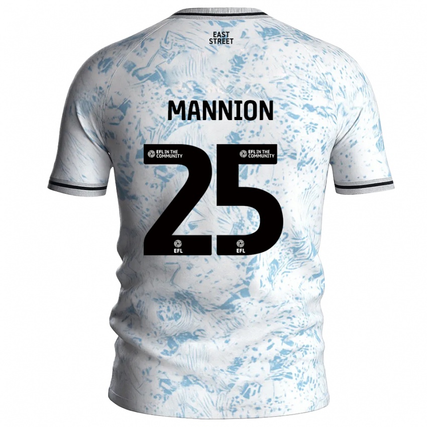 ילדים Will Mannion #25 לבן תכלת הרחק ג'רזי 2025/26 חולצה קצרה