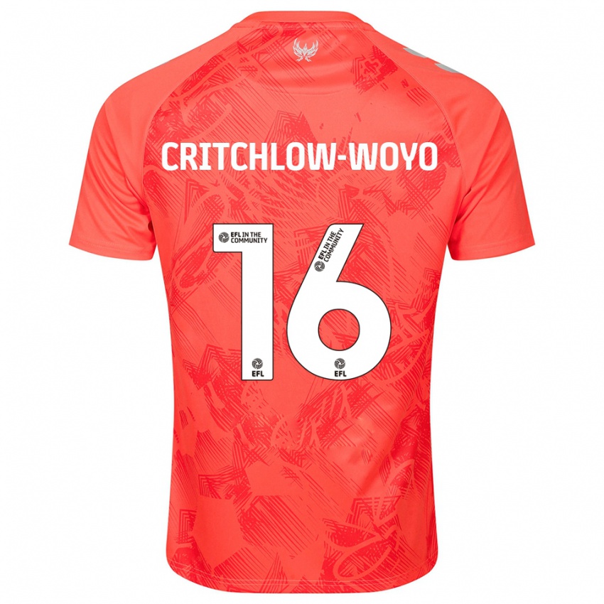 ילדים Tionne Critchlow-Woyo #16 כתום לבן הרחק ג'רזי 2025/26 חולצה קצרה