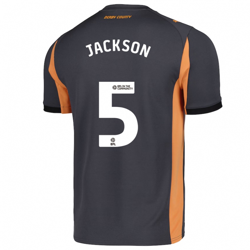 ילדים Sarah Jackson #5 אפור כתום שחור הרחק ג'רזי 2025/26 חולצה קצרה