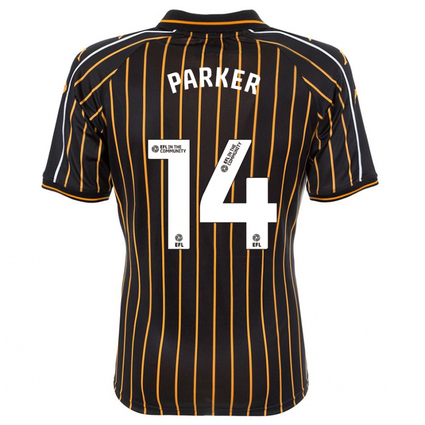 ילדים Hugh Parker #14 לבן שחור הרחק ג'רזי 2025/26 חולצה קצרה